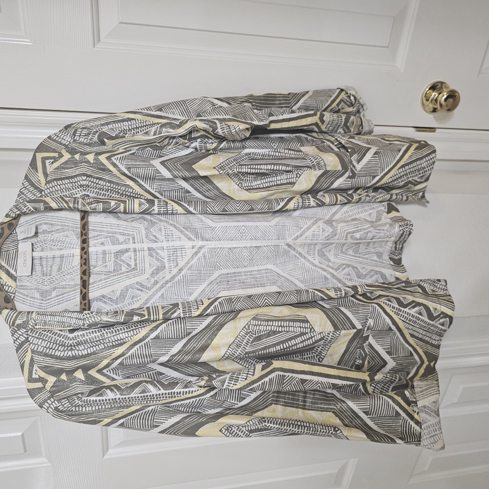 Chico's Geometric Blazer - Gray and Gold